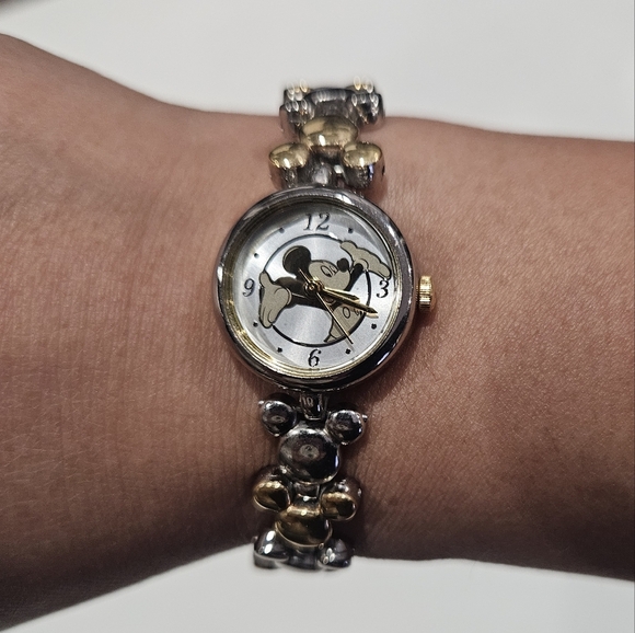 Disney Mickey Mouse Two-Tone Gold & Silver Women's Watch, New Battery - Picture 1 of 8